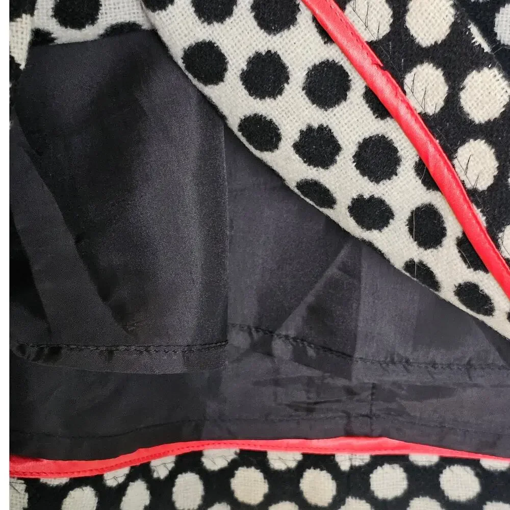 Boden Black & White Polka Dot Preppy Dark Academia Wool Blend A-Line Skirt